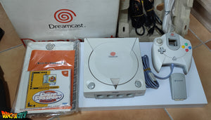 Dreamcast VA1 60Hz + Bios Freezone + Patch 50Hz/60Hz Auto + Boîte + Alimentation 220V + 1 Manette + Notices + Dream Passport 2 "NEUF" + Câble Vidéo + Câble Alimentation + Serial Matching + Câble RJ11 + Jump Pack + Condensateurs GDROM "NEUF"