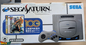 Saturn JAP Grise 60Hz + Boîte +  Cartouche Pseudo Saturn KAI + Alimentation SAT-Psu + Mémoire FRAM + Câble RGB