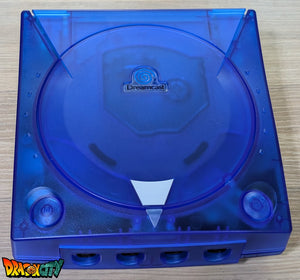 Dreamcast VA1 Freezone 60Hz + Coque Translucide Bleue (Neuve) + Alimentation Dc-Psu + GDEmu 5.20.5 + Kit 3D GDEmu Bleu + Pile Neuve + Polyfuse + Diode Bleue + Ventilateur Silencieux + Patch 50Hz/60Hz Auto