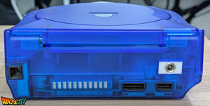 Dreamcast VA1 Freezone 60Hz + Coque Translucide Bleue (Neuve) + Alimentation Dc-Psu + GDEmu 5.20.5 + Kit 3D GDEmu Bleu + Pile Neuve + Polyfuse + Diode Bleue + Ventilateur Silencieux + Patch 50Hz/60Hz Auto