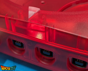 Dreamcast VA1 Freezone 60Hz + Coque Translucide Rouge (Neuve) + Diode Rouge + Alimentation Dc-Psu + GDEmu 5.20.5 + Kit 3D GDEmu Blanc + Pile Neuve + Polyfuse + Ventilateur Silencieux + Patch 50Hz/60Hz Auto