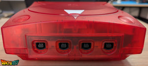 Dreamcast VA1 Freezone 60Hz + Coque Translucide Rouge (Neuve) + Diode Rouge + Alimentation Dc-Psu + GDEmu 5.20.5 + Kit 3D GDEmu Blanc + Pile Neuve + Polyfuse + Ventilateur Silencieux + Patch 50Hz/60Hz Auto