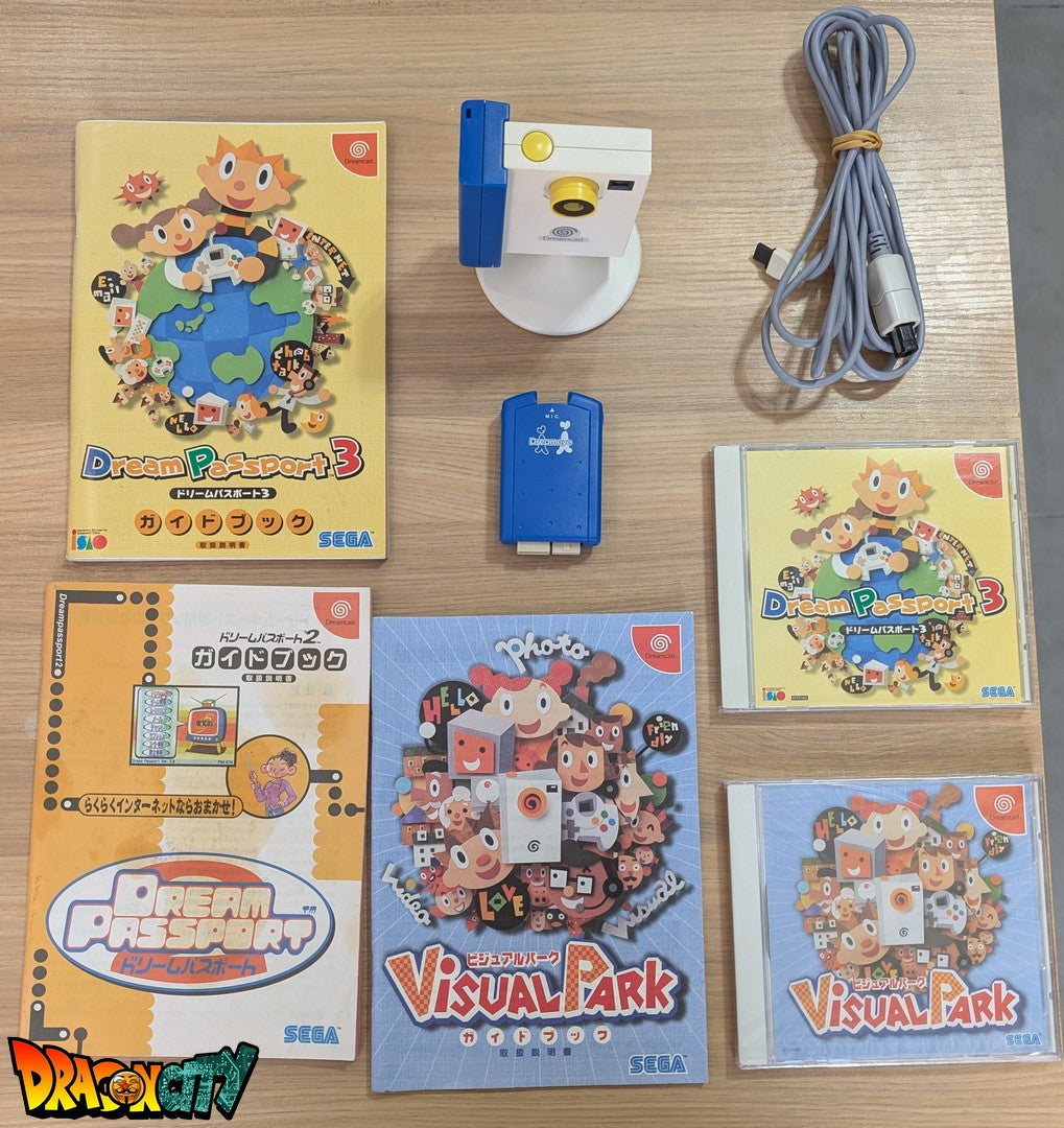 Dreamcast - DreamEye HKT-9402 + Dream Passport 3 + Dream Passport 2 + Visual Park