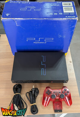 PlayStation 2 FAT JAP 60Hz – SCPH-50000 + Boîte d'origine + Manette sans fil rouge translucide + Câble Vidéo + Câble d'alimentation