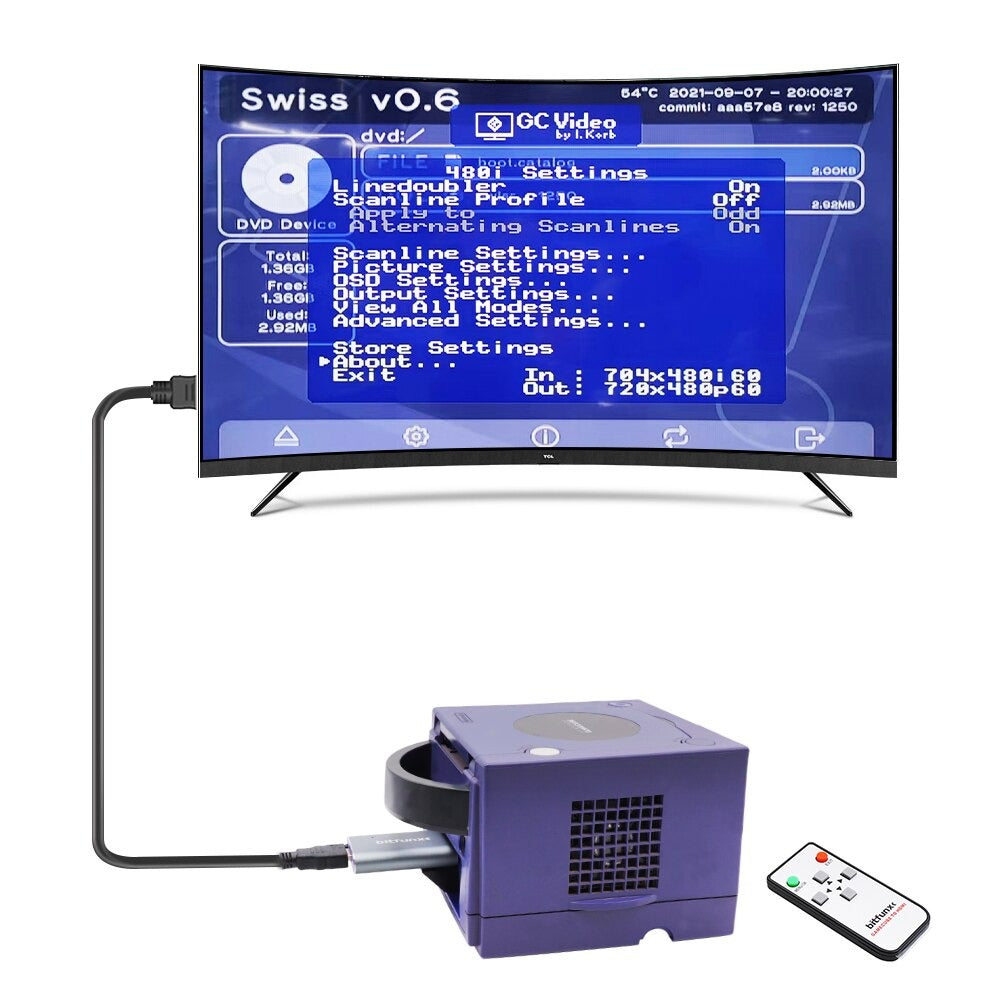 Gcplug GameCube - Mini Adaptateur HDMI GCPlug + Câble HDMI + Télécommande (vo ...