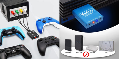 BlueRetro - Manettes Sans-Fil sur Dreamcast - GameCube - Nintendo 64 - SFC - Super Nintendo - SNES - Playstation 1 - Playstation 2 - PSX - Saturn - Xbox via adaptateur Xbox vers PS2